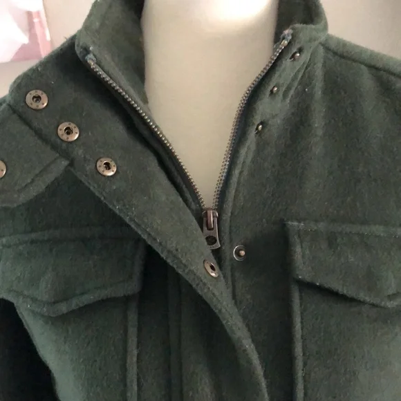 Lucky Brand Olive Green Military Style Field Jacket Wool Blend - Picture 3 of 15